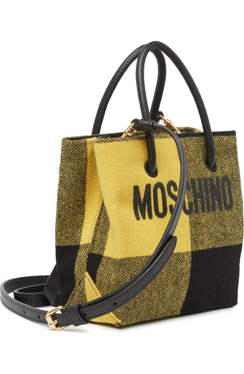Moschino Plaid Print Logo Crossbody Bag, Alternate, color,