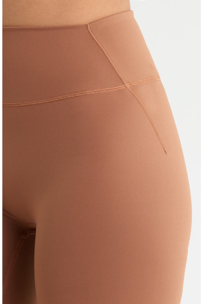 Shine Bonded Waist Bike Shorts, Alternate, color, CAROB