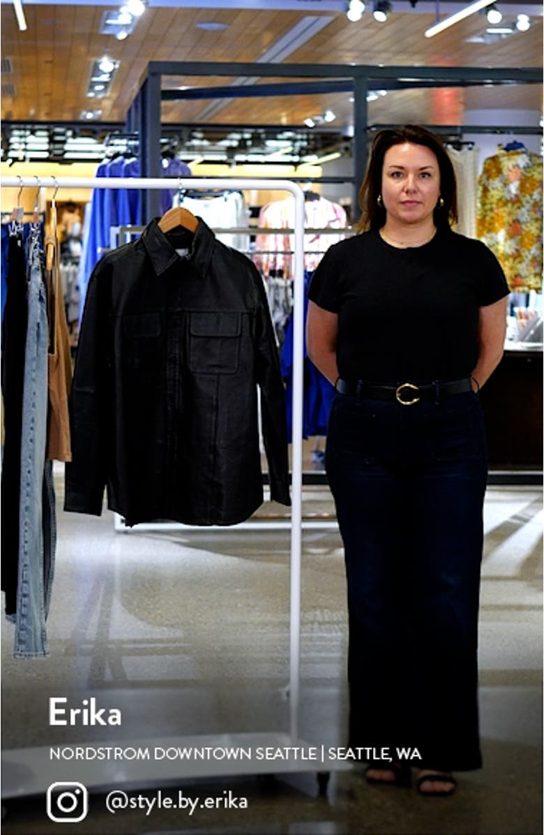 Shoreline Recycled Lambskin Leather Shirt Jacket, sales video thumbnail