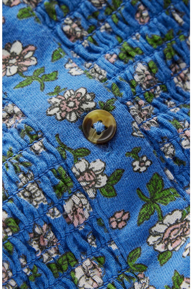 Kids' Floral Smocked Knit Button-Up Shirt, Alternate, color, BLUE FLORAL