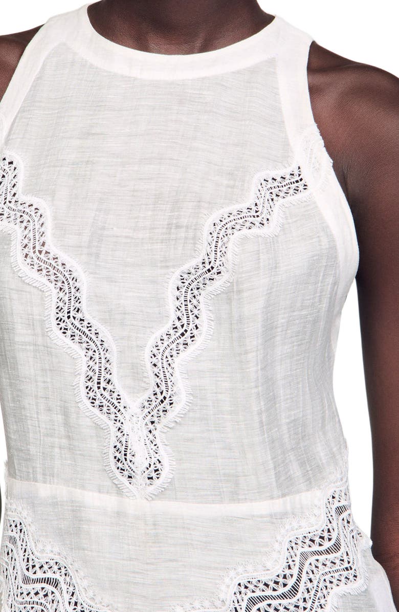 SANDRO Lace trim maxi dress, Alternate, color, White