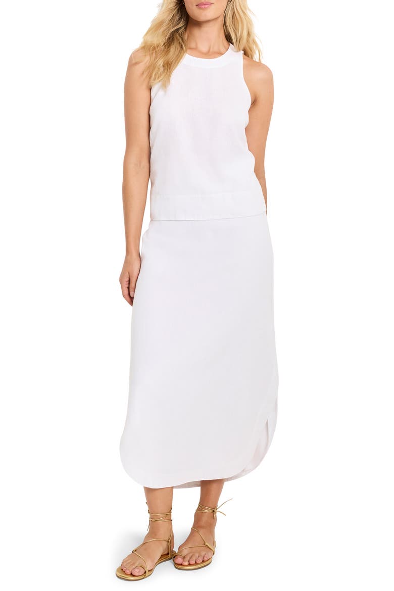 Rumba Linen Blend Curved Hem Skirt, Alternate, color, PAPER WHITE