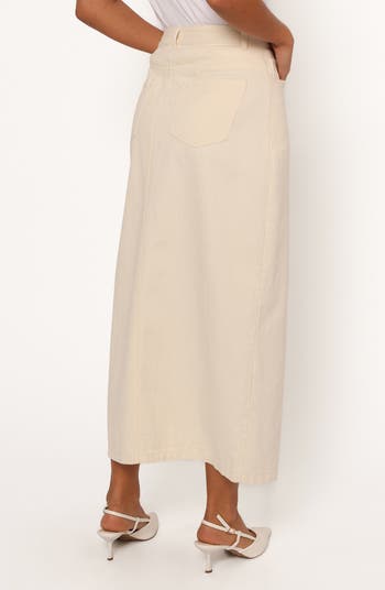 Kellen Slit Front Cotton Corduroy Maxi Skirt