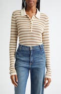 rag & bone Viola Stripe Long Sleeve Polo Sweater
