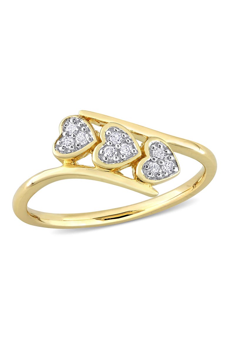 Triple Heart Diamond Ring, Main, color, YELLOW