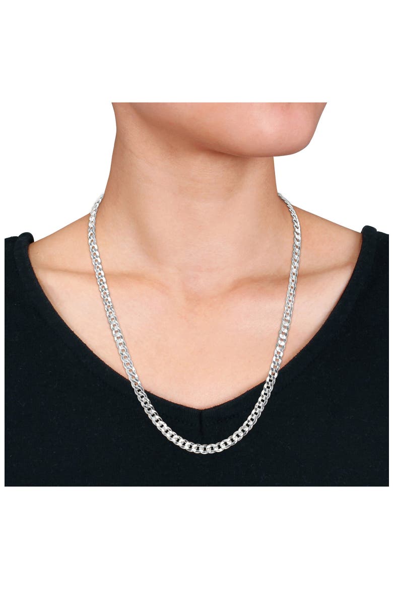 Flat Curb Link Chain Necklace, 5.3mm, Alternate, color, SILVER