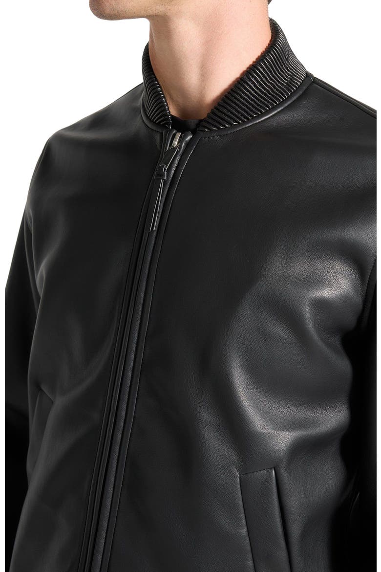 Leather Bomber Jacket, Alternate, color, Black