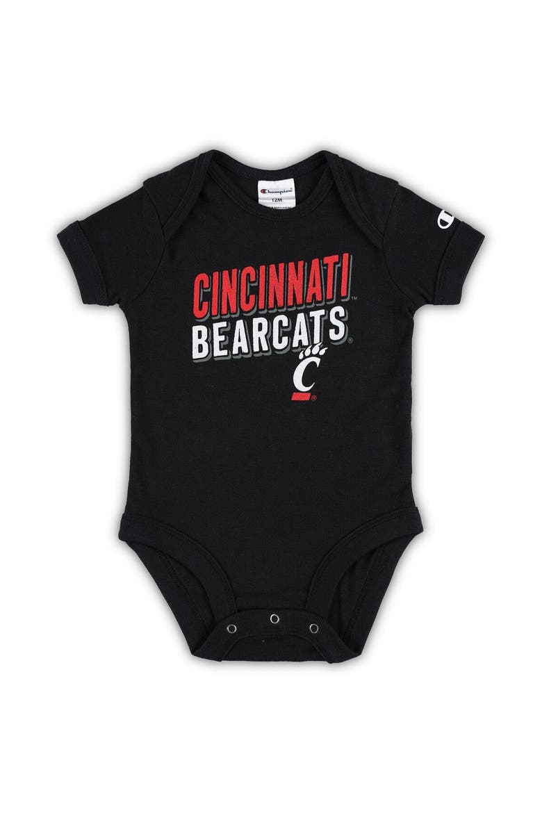 Infant Champion Black/Heather Gray Cincinnati Bearcats I Wanna Be Three-Pack Bodysuit Set, Alternate, color, Black