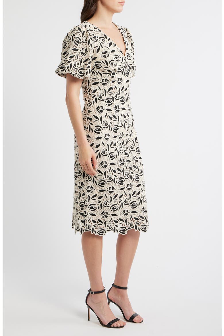 The Presley Cotton Blend Lace Midi Dress, Alternate, color, IVORY/ NOIR