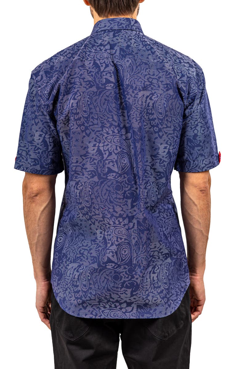 Maceoo Galileo Ascension 0084 Contemporary Fit Short Sleeve Button-Up Shirt, Alternate, color, Blue