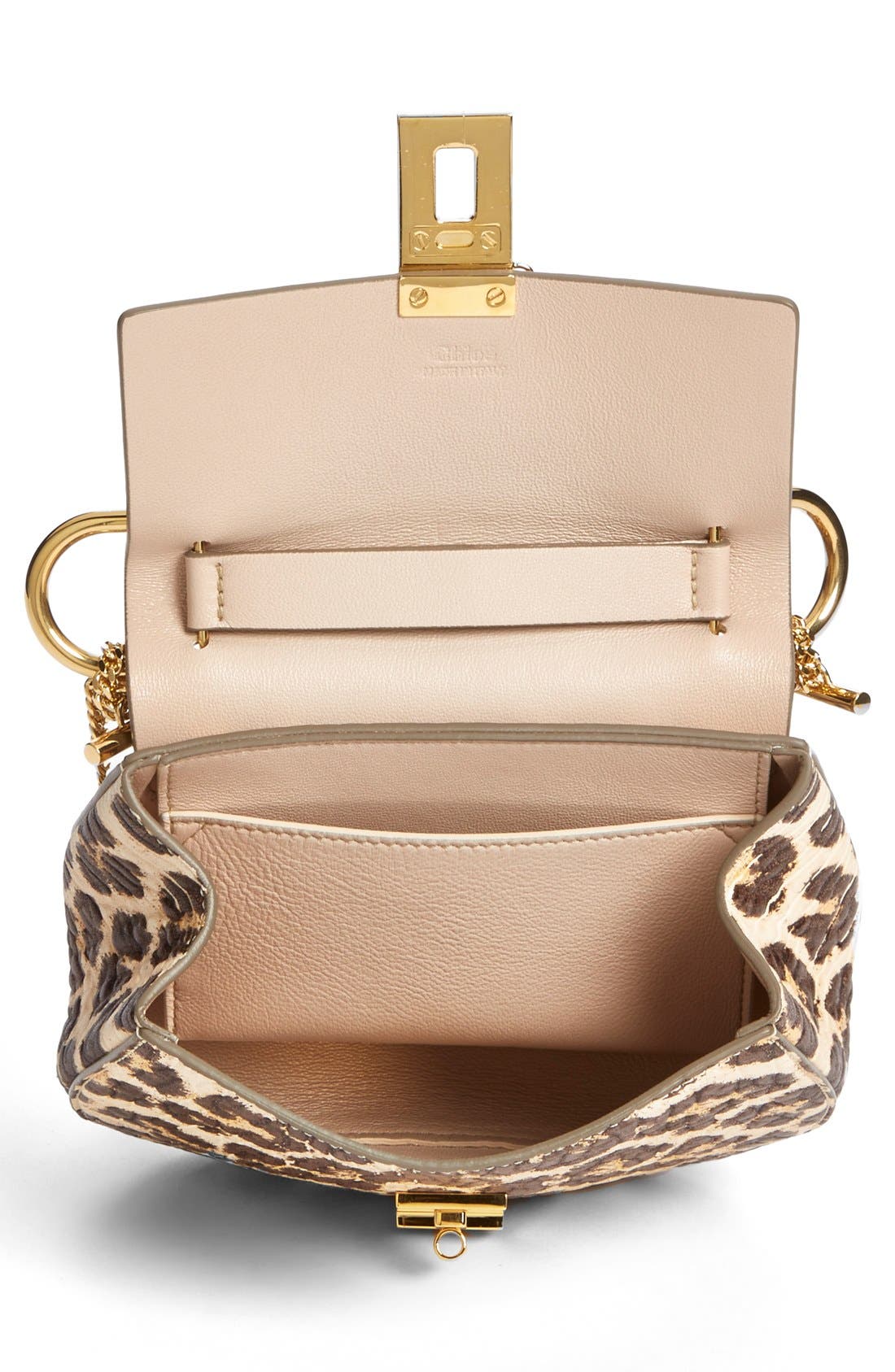 Chloé 'Drew' Leopard Print Leather Shoulder Bag, Alternate, color, 