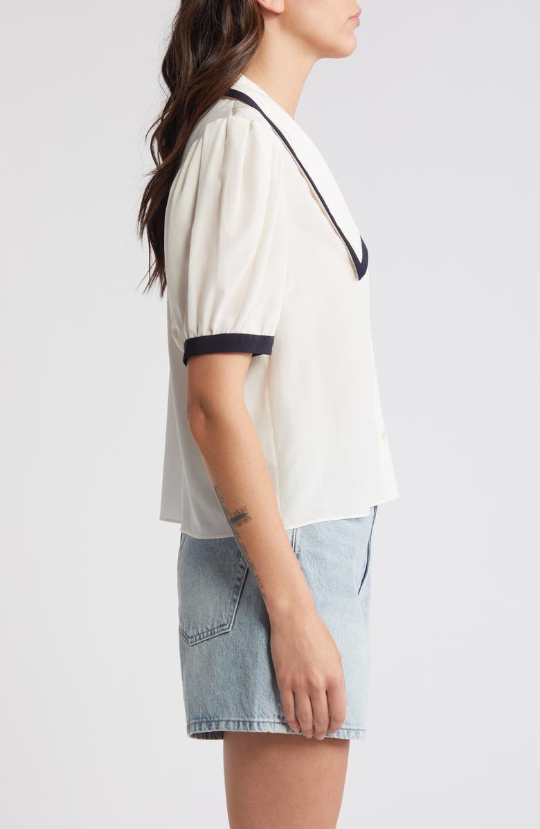 FRAME Sailor Puff Sleeve Silk Button-Up Shirt, Alternate, color, 