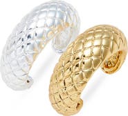 Karine Sultan Serpenti Line Snake Texture Duo Rings