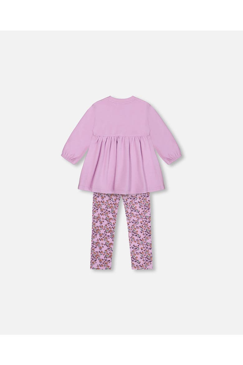 Girl's Tunic And Printed Leggings Set Lilac Mini Flowers, Alternate, color, Printed Lilac Little Flowers