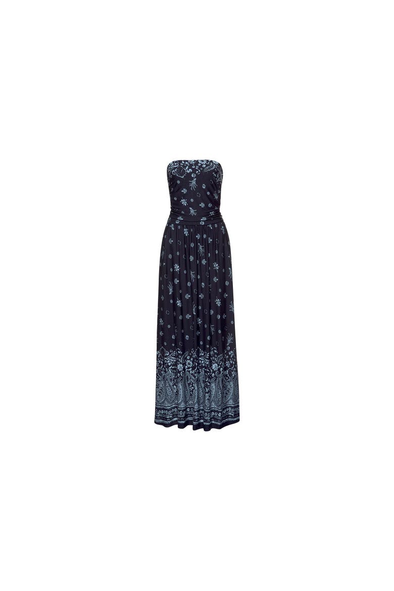 Bandeau Maxi Dress, Alternate, color, Navy Printed
