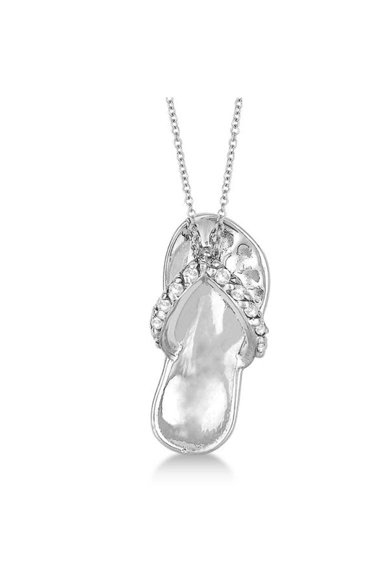 Flip Flop Shaped Diamond Pendant Necklace 14k, Main, color, White Gold