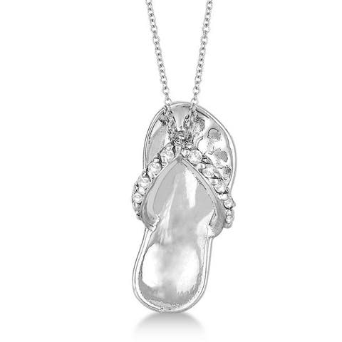 Flip Flop Shaped Diamond Pendant Necklace 14k