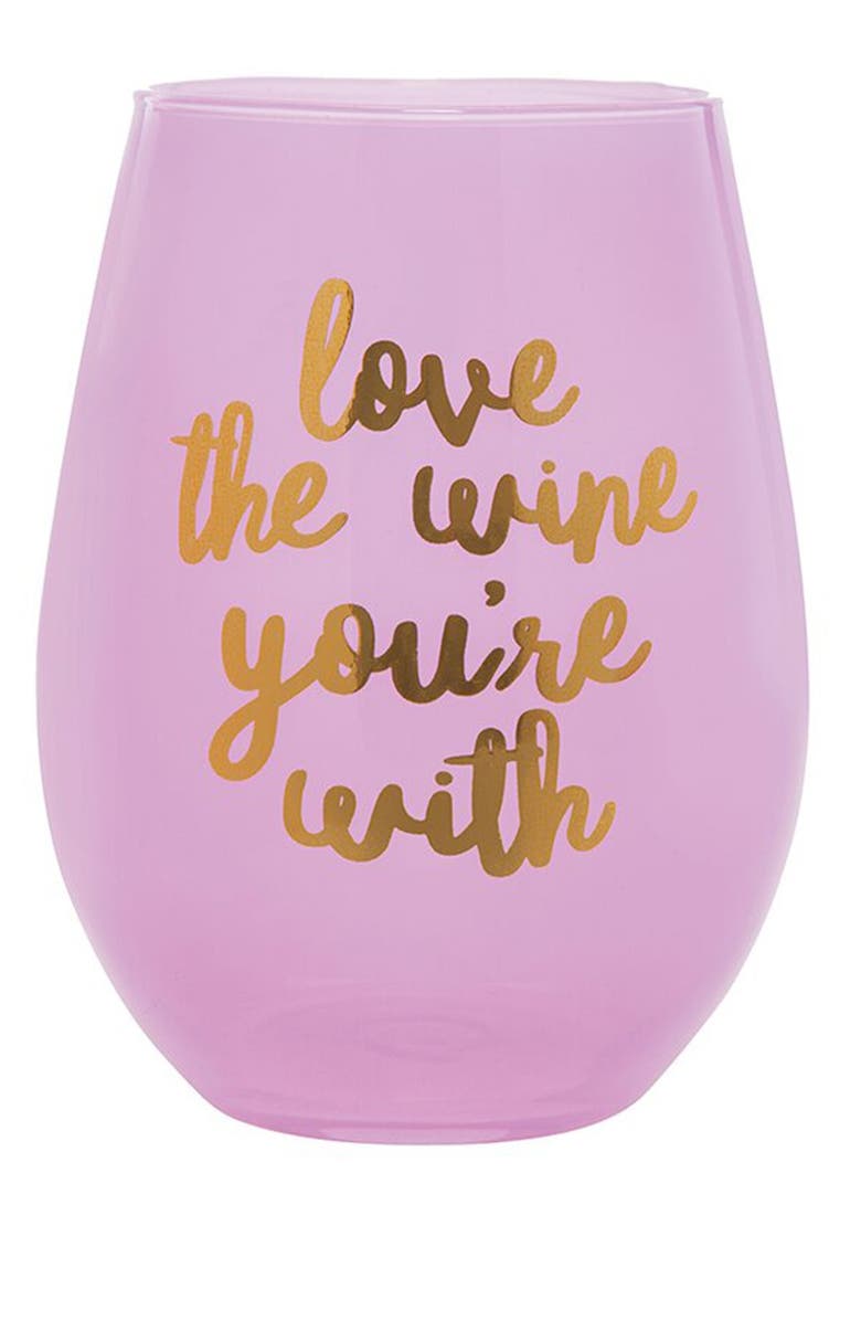 Slant Collections "Love The Wine You're With" Novelty Wine Glass, Main, color, 