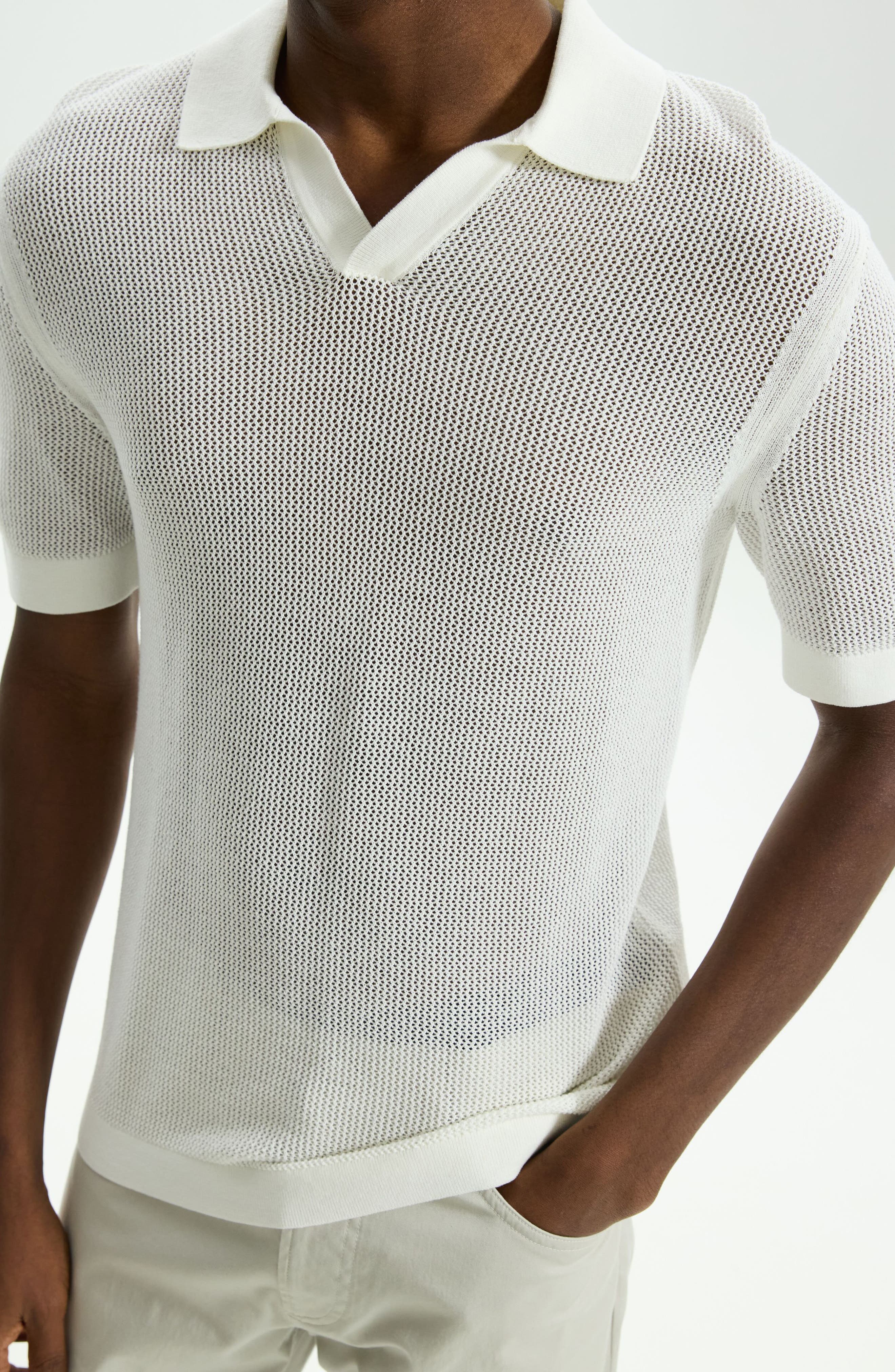 Theory Cairn Johnny Collar Mesh Polo