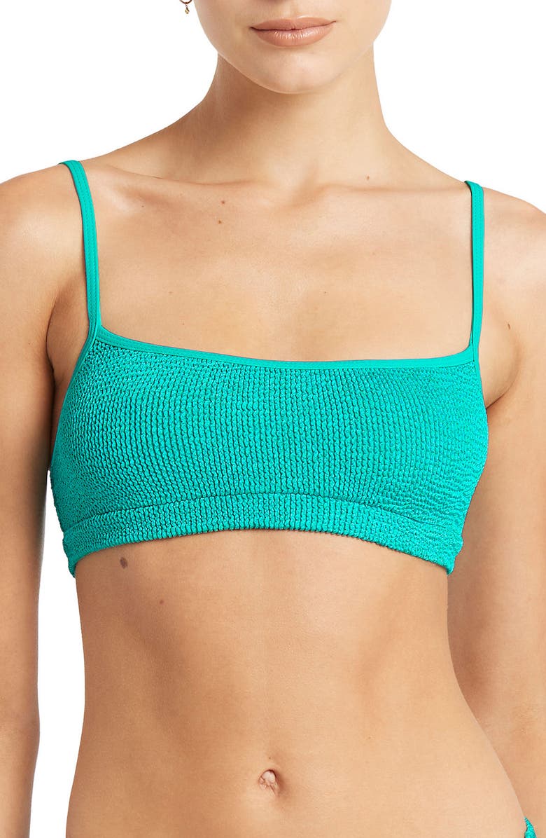bond-eye Saint Crop Bikini Top, Main, color, Turquoise Shimmer