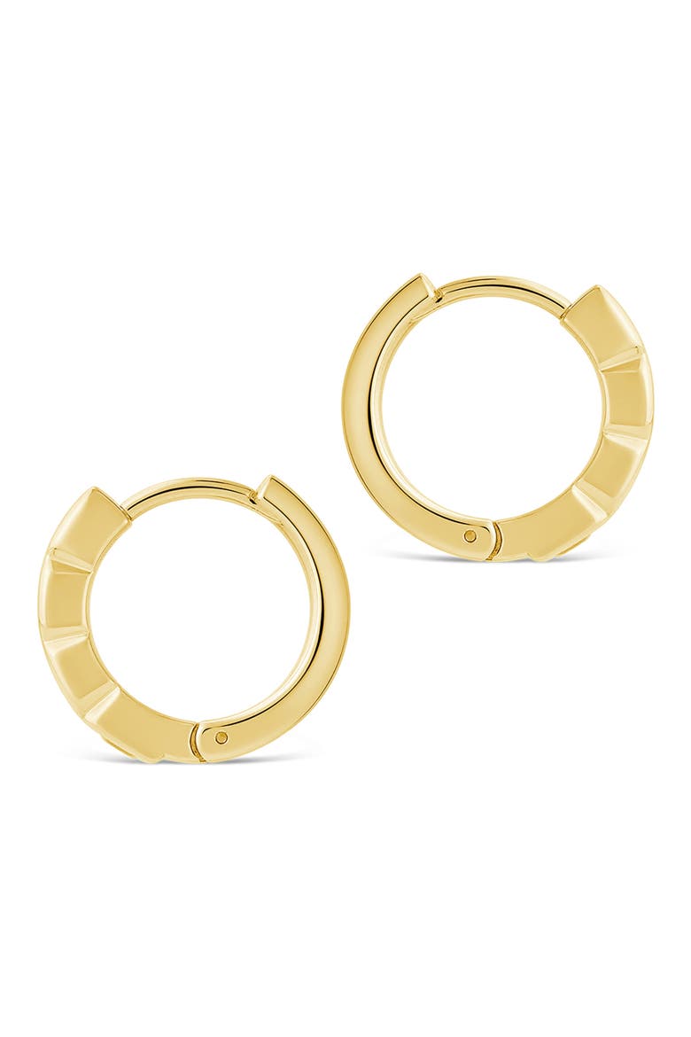 Emerald Cut Cubic Zirconia Huggie Hoop Earrings, Alternate, color, GOLD