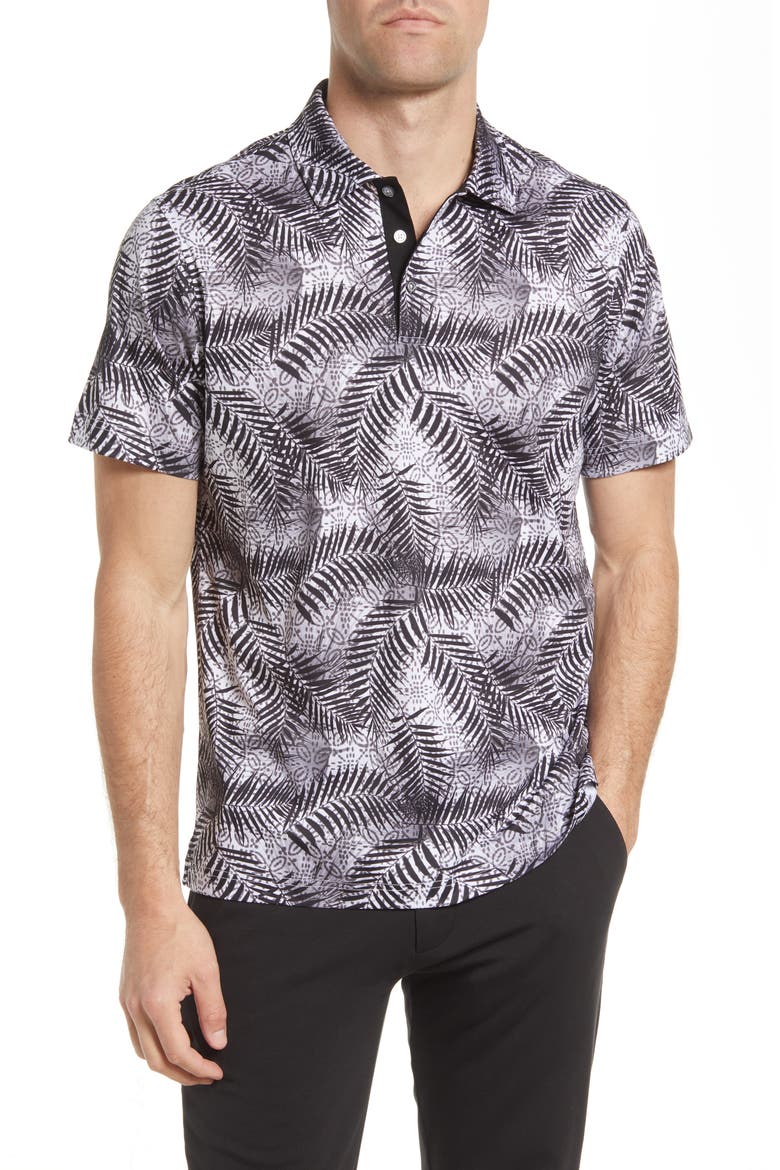Digital Print Cotton Polo, Main, color, BLACK