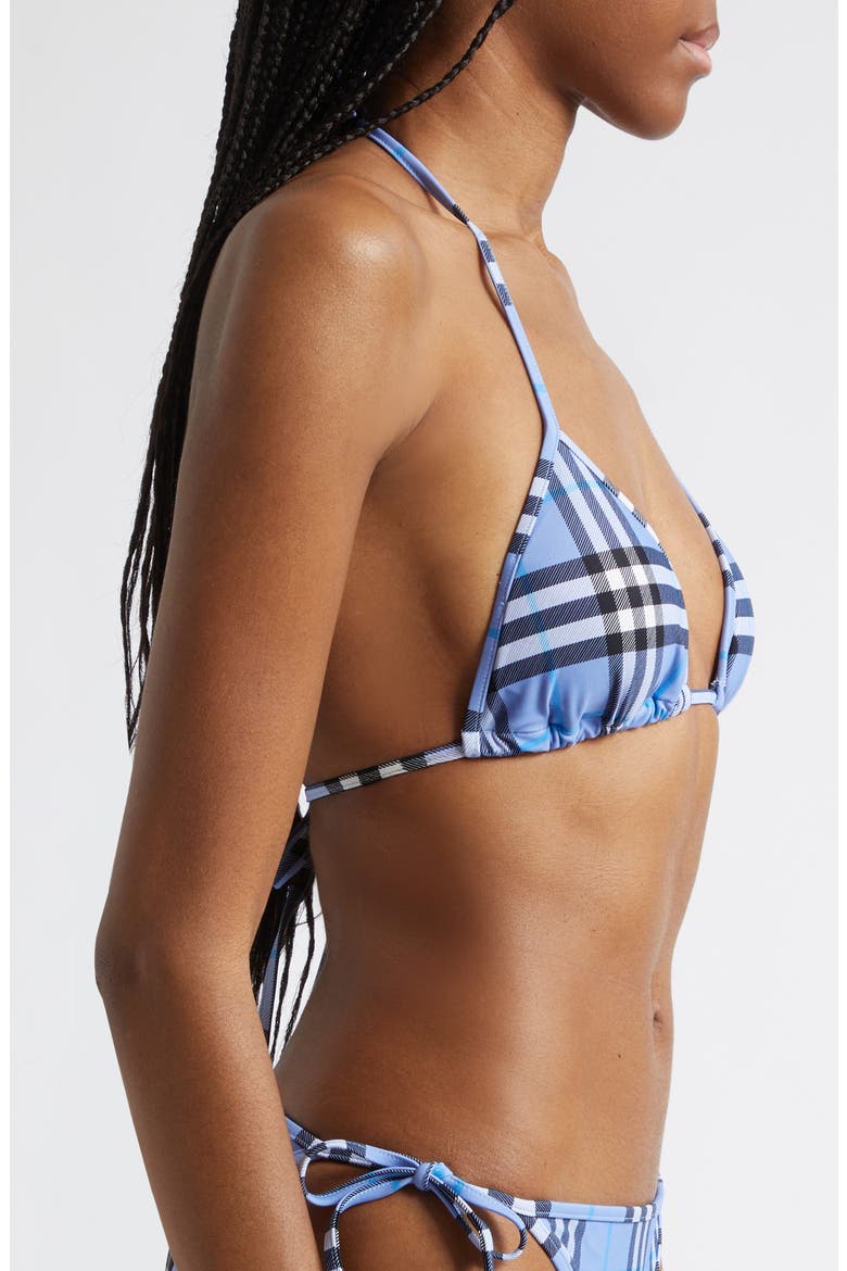 Sadie Check String Bikini Top, Alternate, color, CORNFLOWER BLUE CHECK