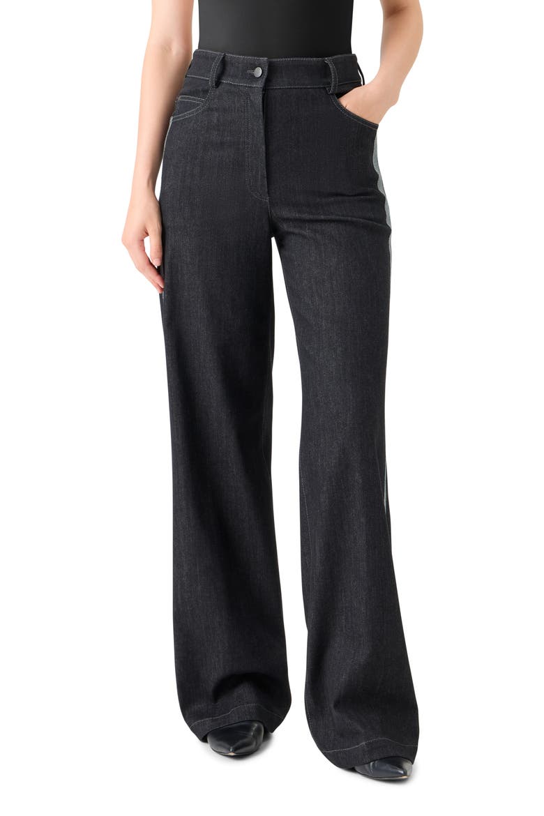 High Waist Wide Straight Leg Jeans, Main, color, BLACK