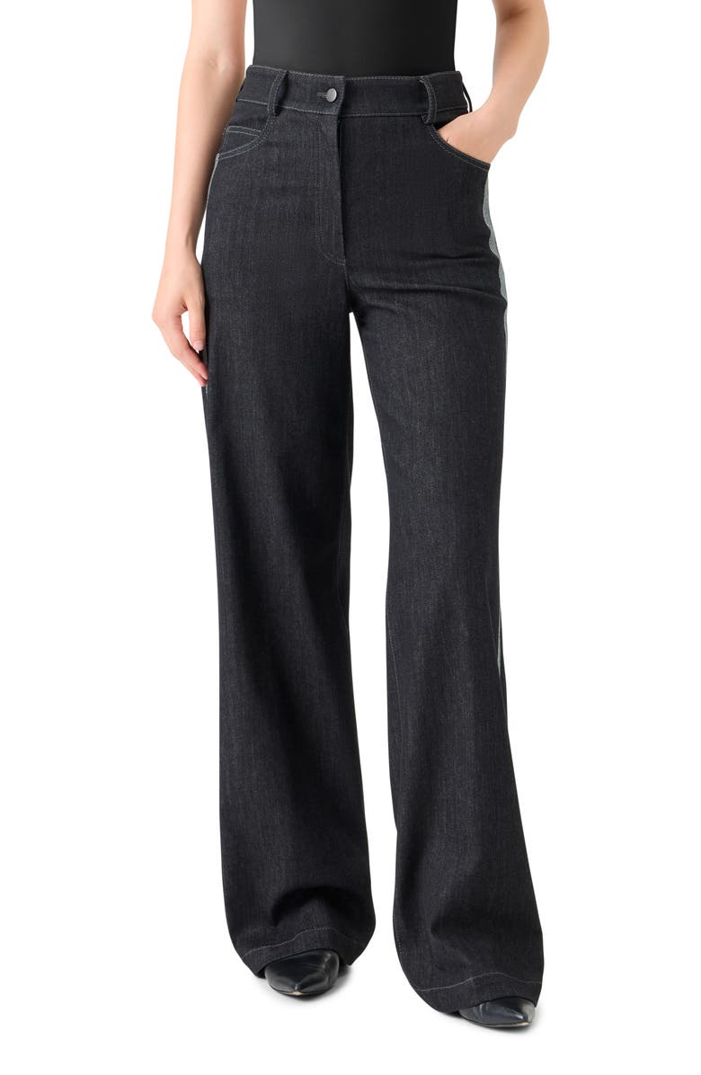 Akris punto High Waist Wide Straight Leg Jeans, Main, color, Black