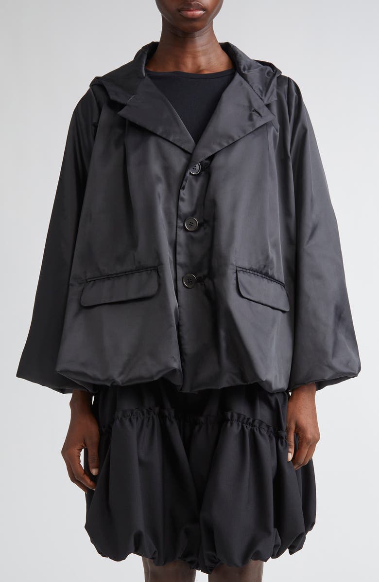 Noir Kei Ninomiya Hooded Bubble Hem Taffeta Jacket, Main, color, 