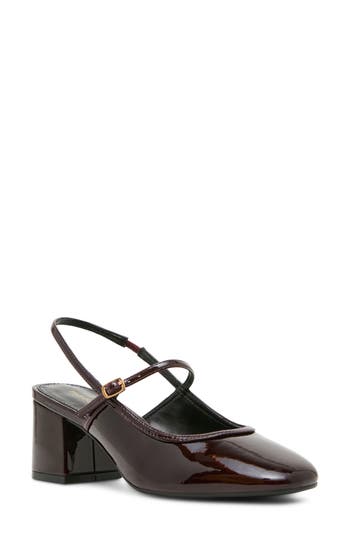 Madden Girl Eastt Faux Leather Slingback Pump In Merlot Patent