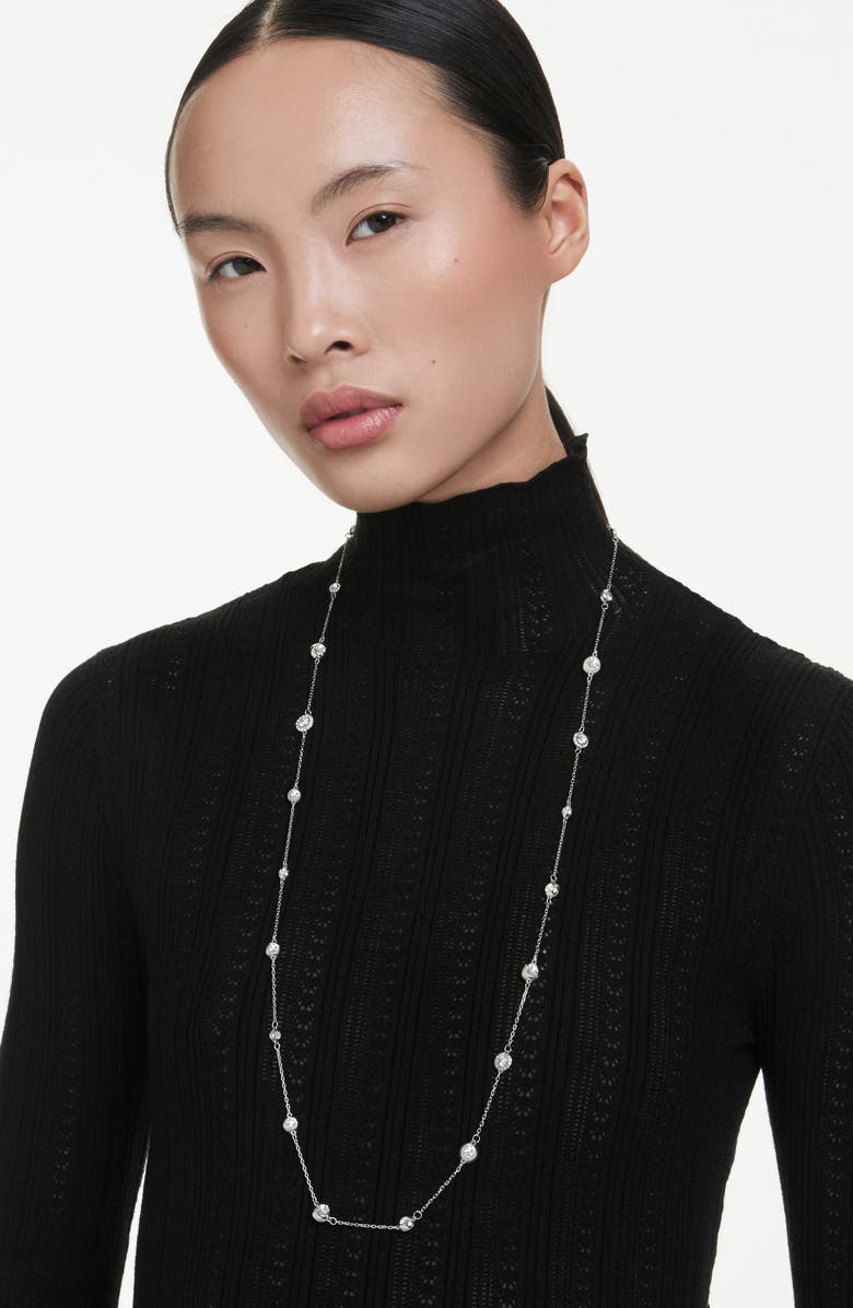 Swarovski Una Angelic Strandage Necklace, Alternate, color, White/ Silver