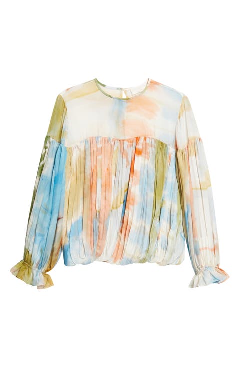 Pearl Abstract Print Silk Top