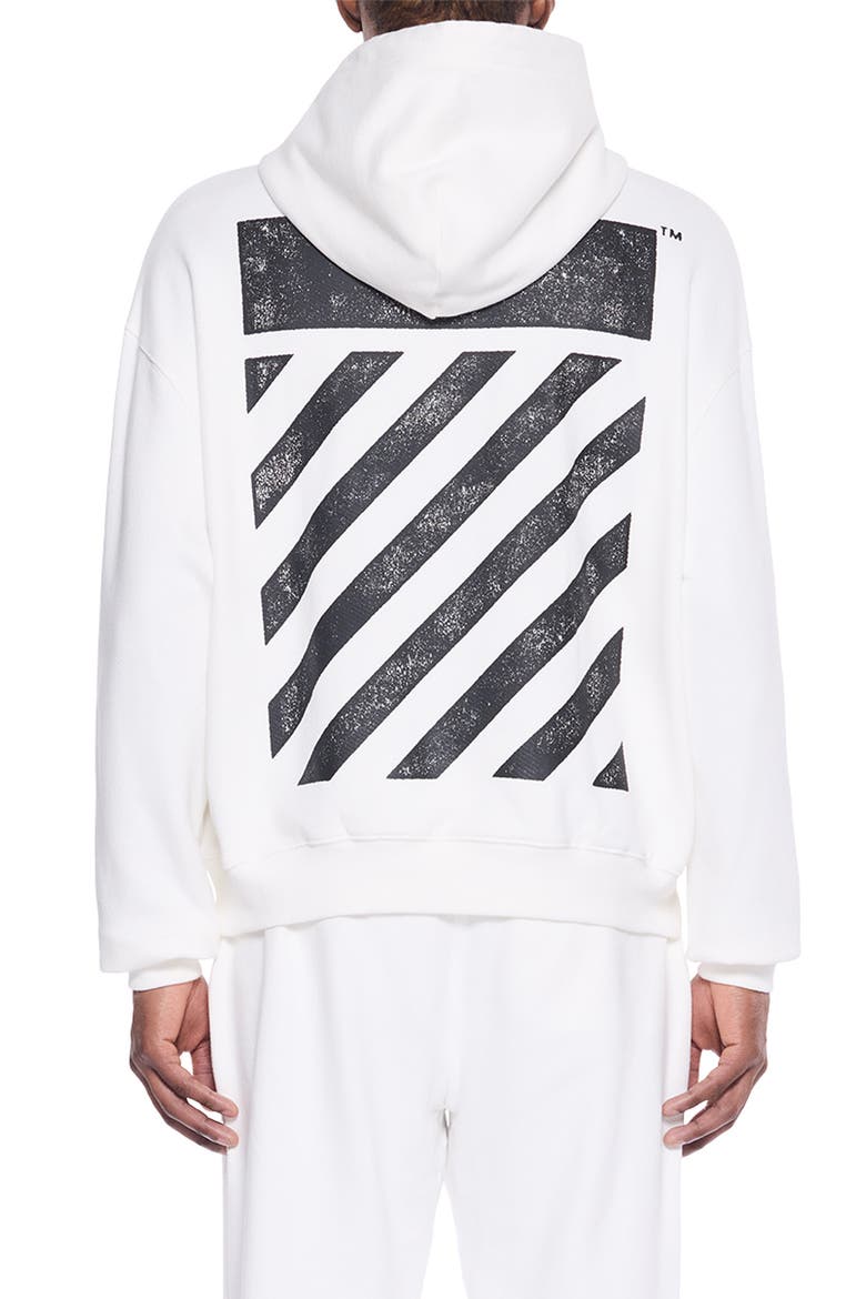 Diagonal Stripe Logo Cotton French Terry Graphic Hoodie, Alternate, color, WHITE