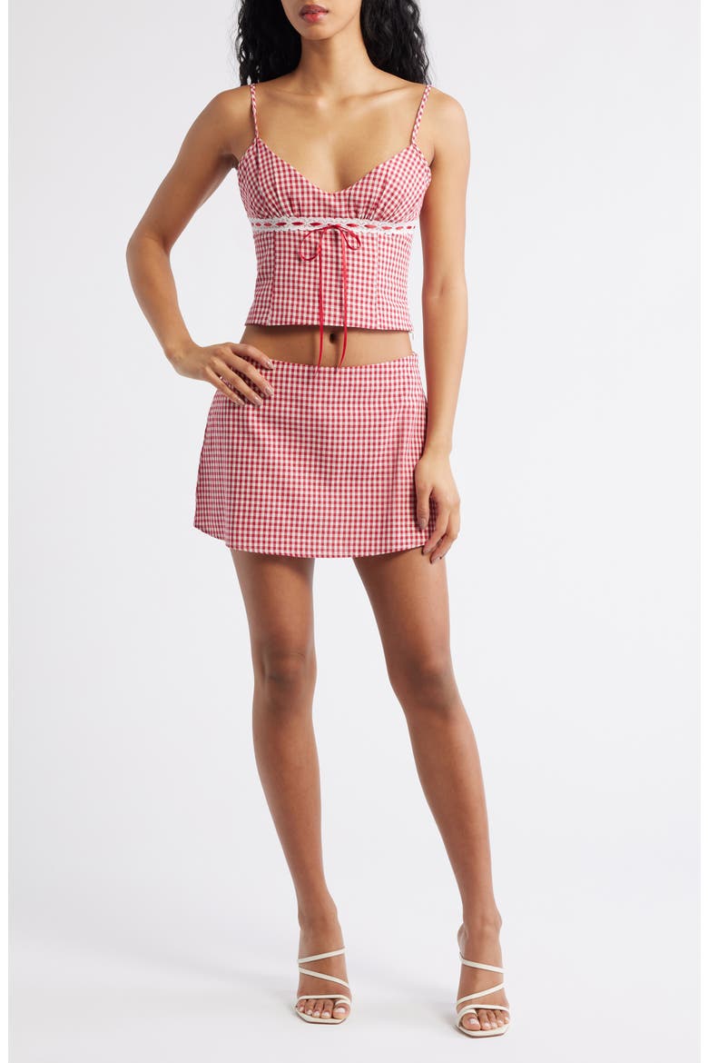 Daydreaming Gingham Camisole & Miniskirt Set, Main, color, RED