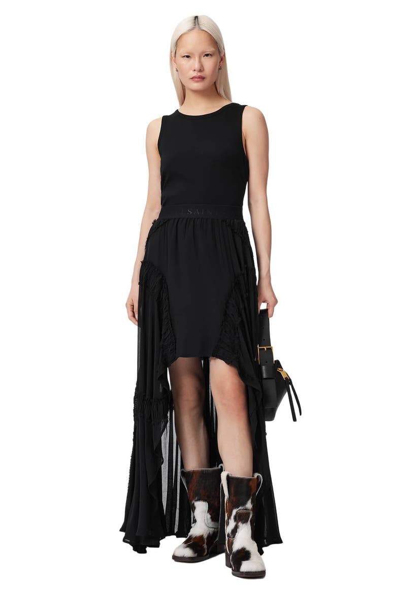 Dorina High Low Skirt, Alternate, color, BLACK