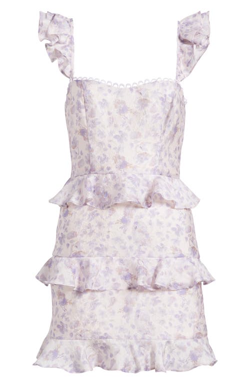 Lulus Bianca Ruffle Strap Floral Jacquard Minidress In Lavender Floral