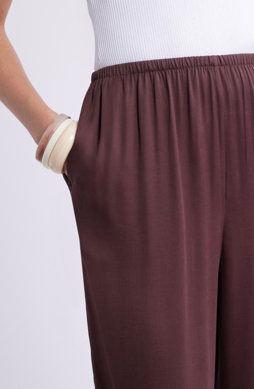 Nordstrom Print Pull-on Satin Crop Wide Leg Pants In Burgundy