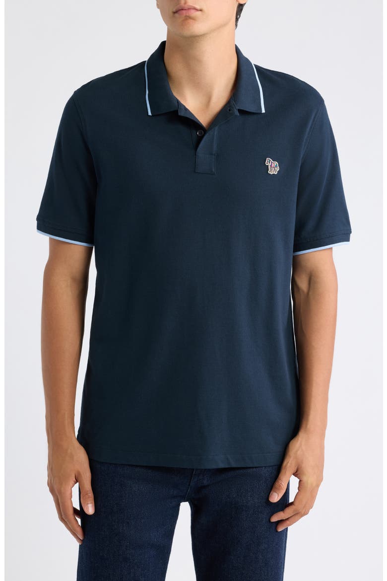 Zebra Logo Organic Cotton Polo, Main, color, VERY DARK NAVY
