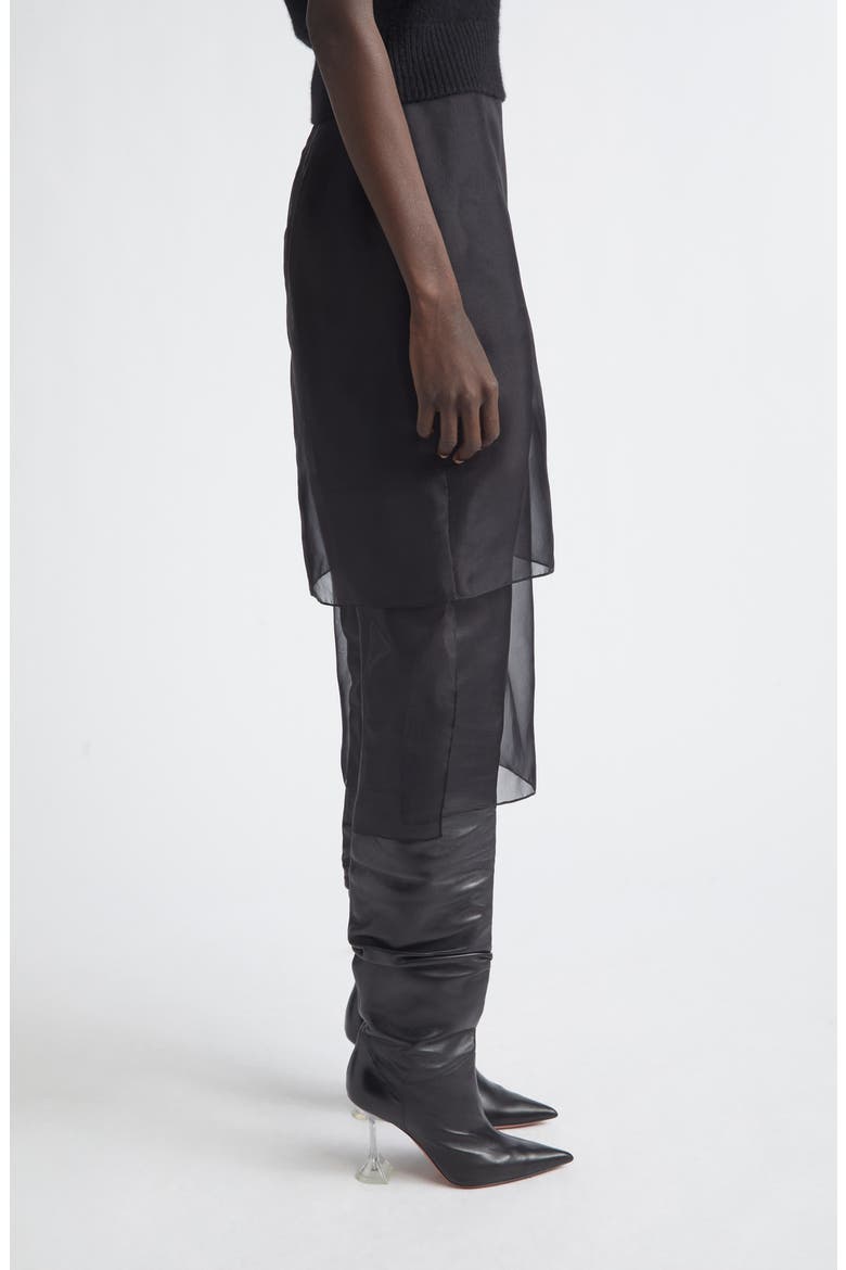 The Brett Tiered Silk Organza Pencil Skirt, Alternate, color, BLACK