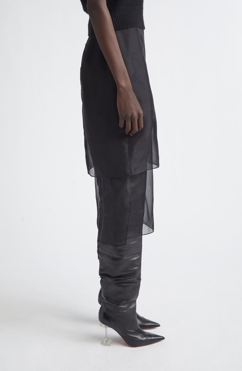 Brandon Maxwell The Brett Tiered Silk Organza Pencil Skirt, Alternate, color, Black