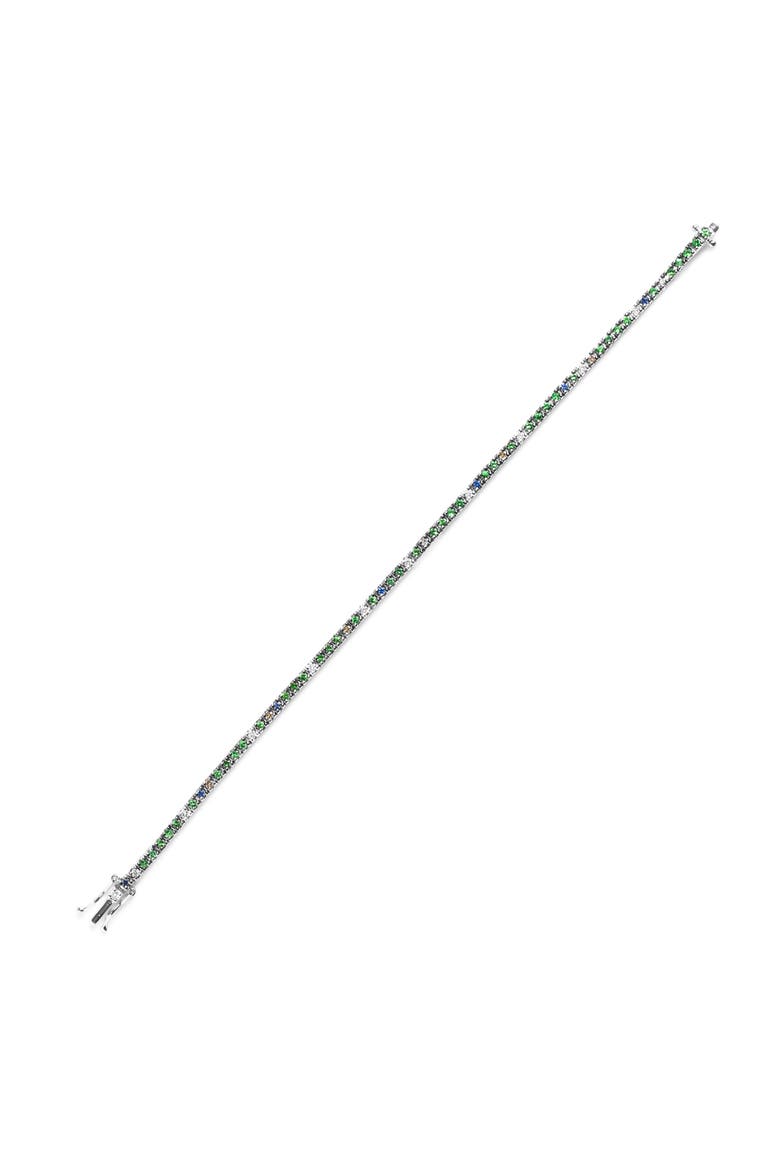 18K Gold 3/8 Ct Diamond with Sapphire & Tsavorite Bracelet, Alternate, color, White