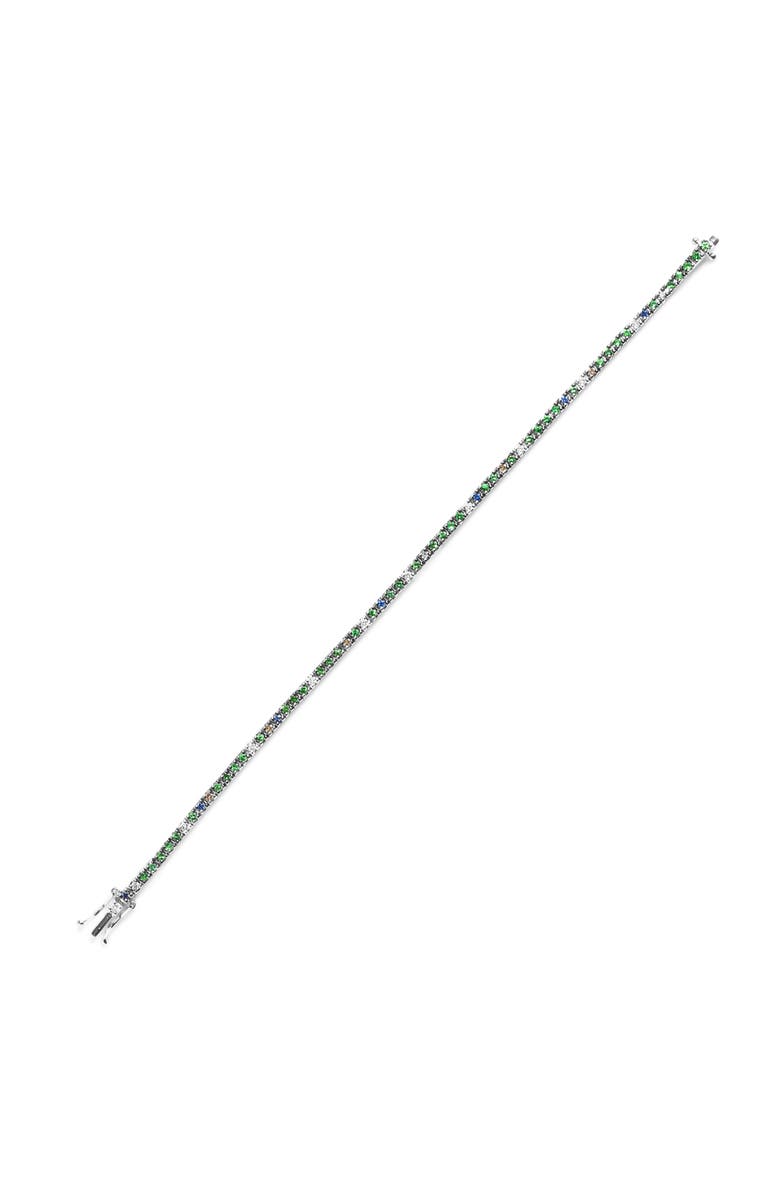 Haus of Brilliance 18K Gold 3/8 Ct Diamond with Sapphire & Tsavorite Bracelet, Alternate, color, White