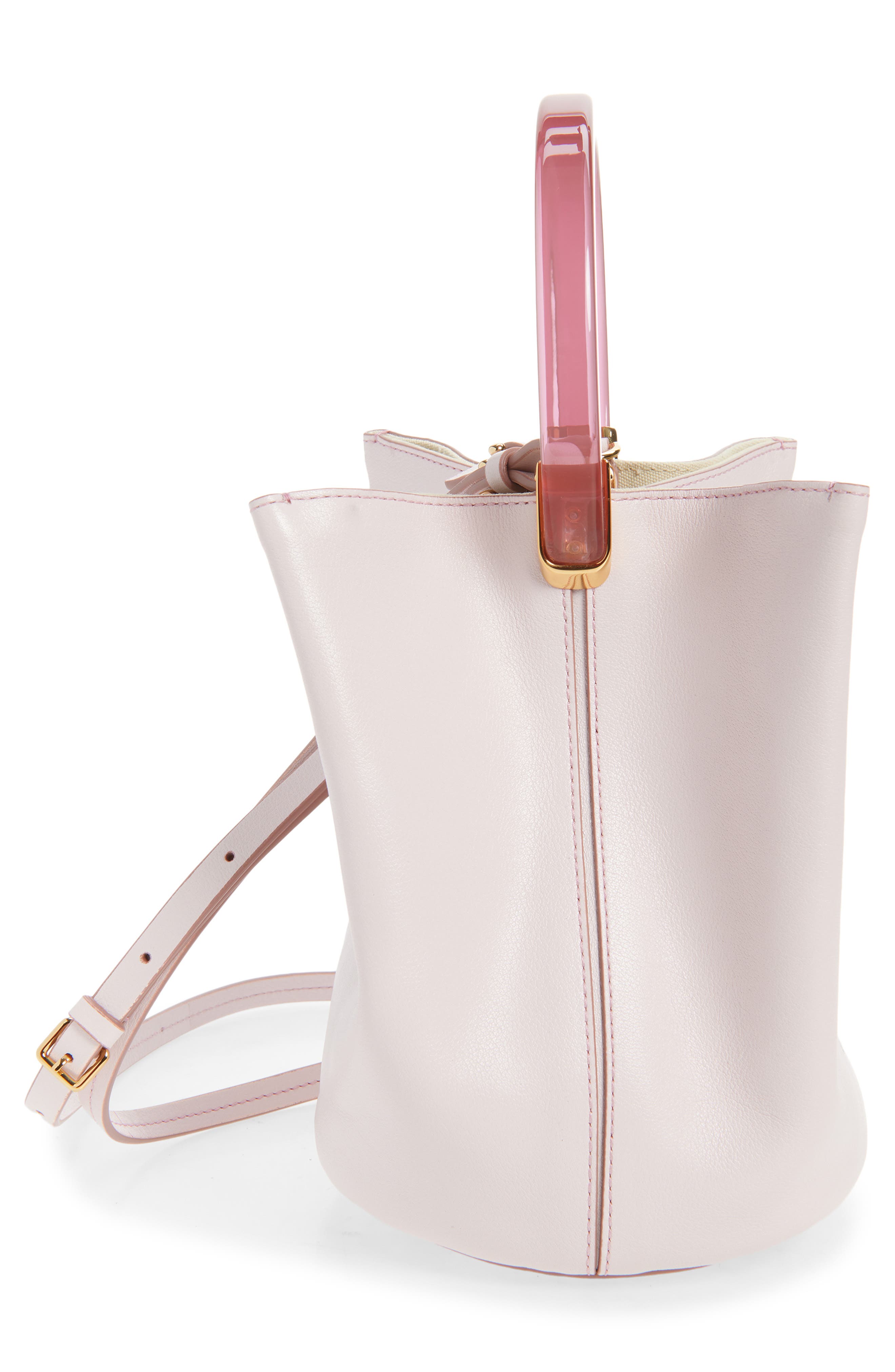 Marni Pannier Top Handle Leather Bucket Bag, Alternate, color, 00C01 Swan