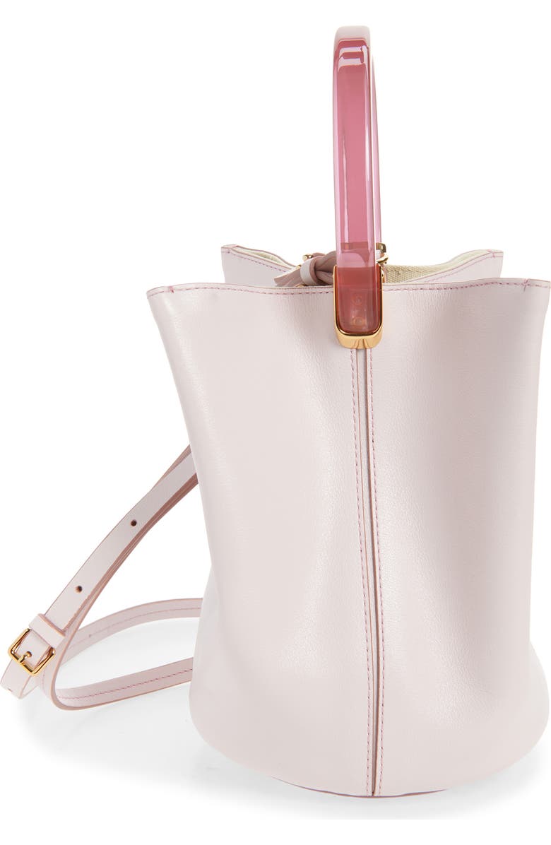 Marni Pannier Top Handle Leather Bucket Bag, Alternate, color, 00C01 Swan