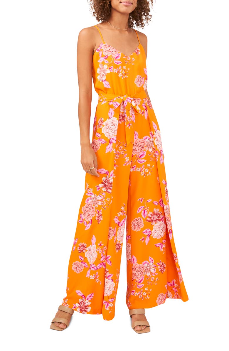 Vince Camuto Rio Gardens Tie Waist Jumpsuit, Main, color, 