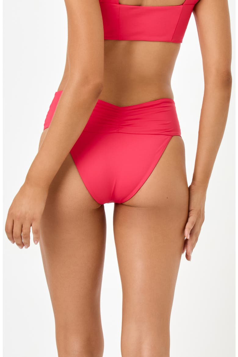 Bardot Ruched Bikini Bottoms, Alternate, color, POUT
