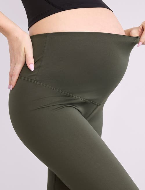 Motherhood Maternity Active Over The Belly Maternity Leggings In Green