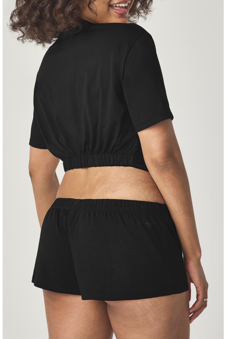 Elasticized Back Crop T-Shirt, Alternate, color, BLACK
