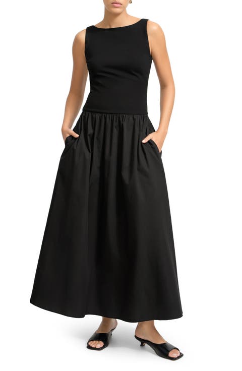 Gillian Mixed Media Ponte & Cotton A-Line Dress